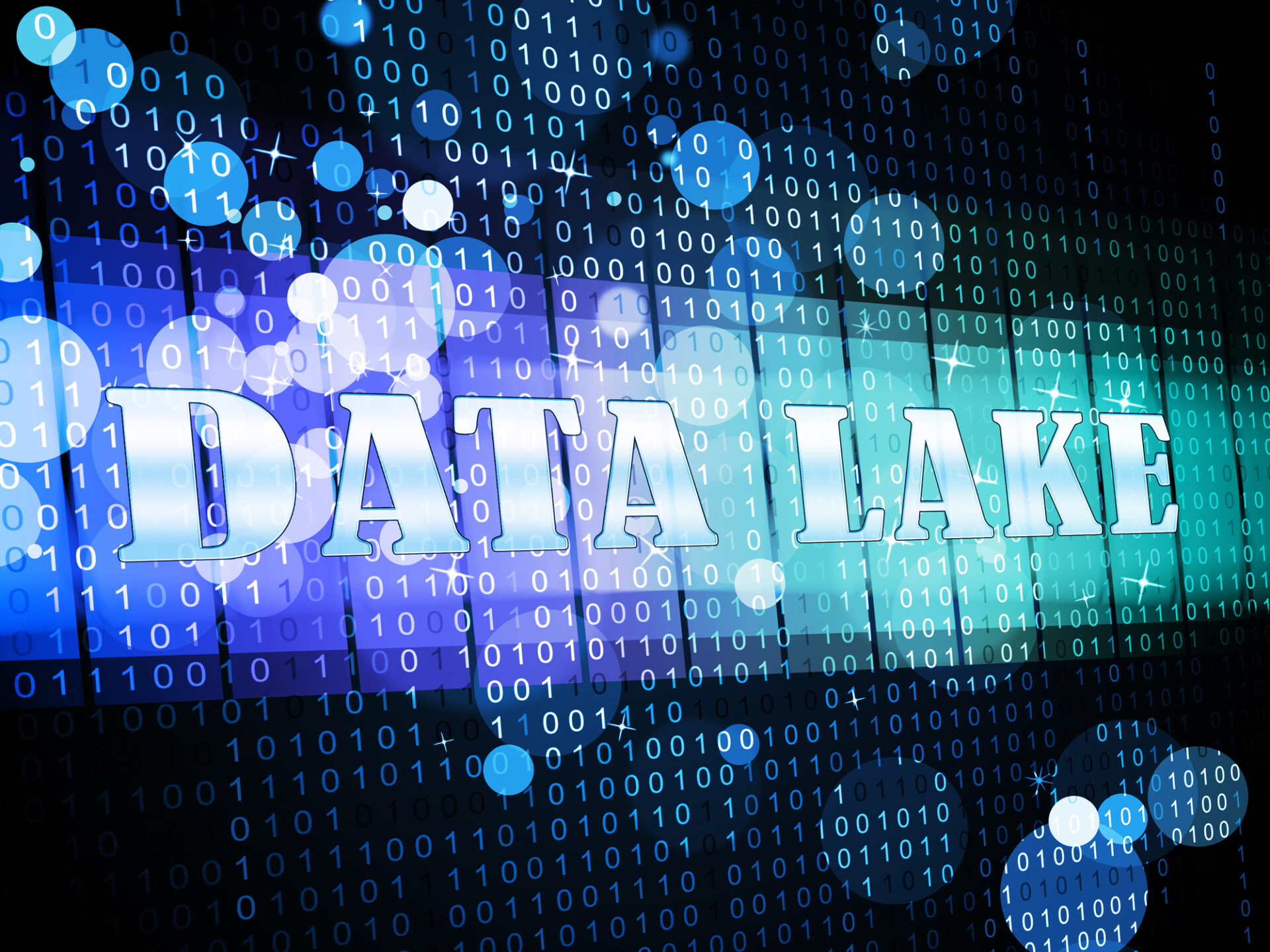 1s and 0s behind the phrase “data lake,” showing what a data lake is